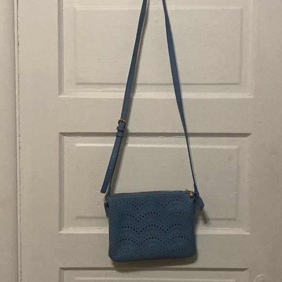 Blue Eyelet Crossbody Bag - Picture 4 of 16